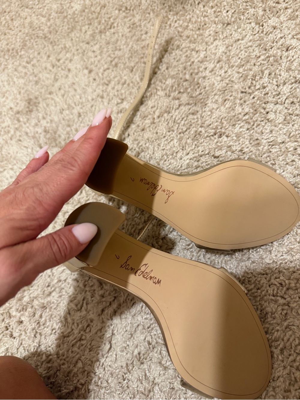 New!!! Sam Edelman - Never Been Worn Satin Metallic Ankle-Strap Heels - Champ - Picture 4 of 4